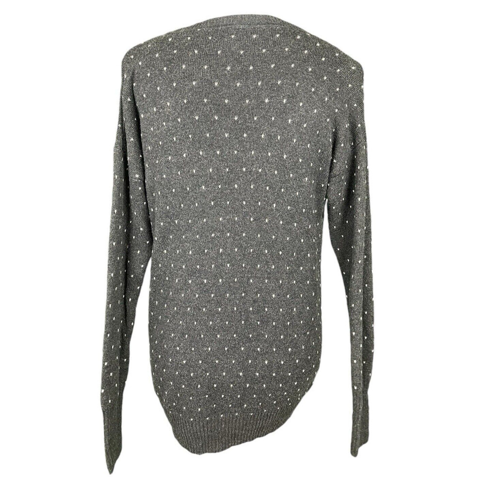 Wearing Your Heart On Your Sleeve Sweater Women Size L Gray Hearts and Penguin - Picture 5 of 7